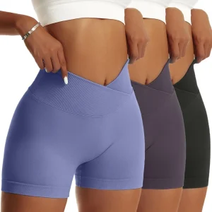 3 Pieces Women Solid Peach Hip Sports Pants.