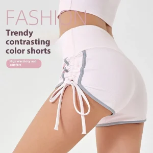 Women's Thin Drawstring Sports Yoga Shorts.