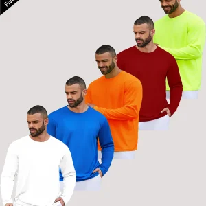 5-piece men's running speed dry long sleeved T-shirt suitable for sports fishing and sun protection clothing